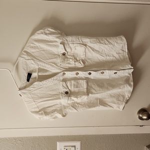 Vici Short Sleeve Striped Button Down Blouse S